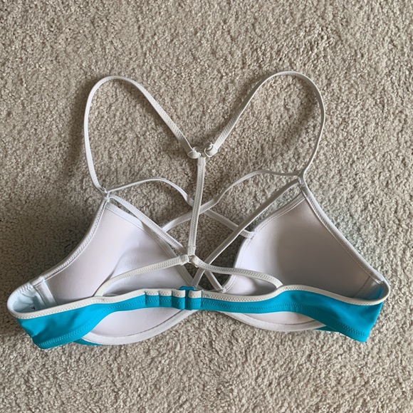 VS Pink Blue Seafoam White Trim Cage Front Strappy Bikini Top - Picture 4 of 7